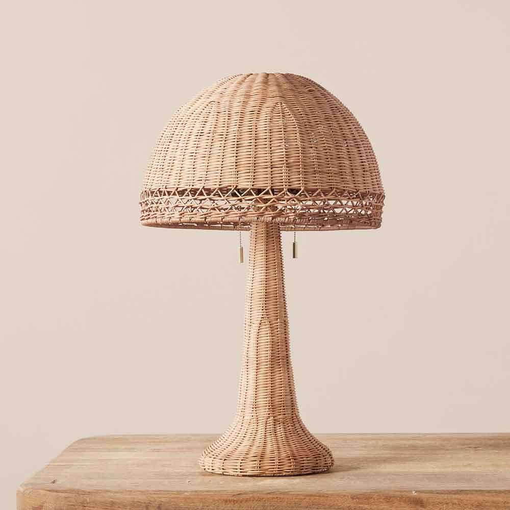 Woven Rattan Mushroom Table Lamp – Natural