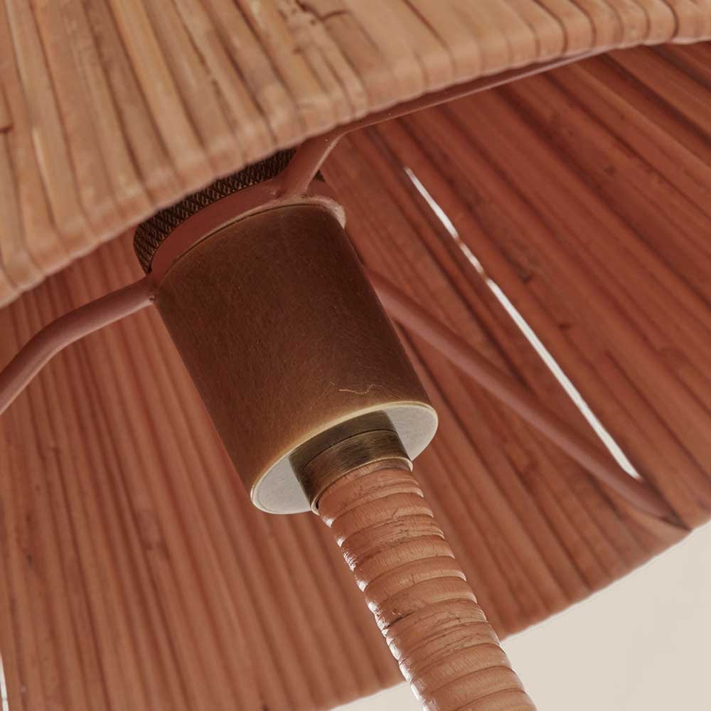 Rattan Wall Sconce – Cone Shade & Brass Backplate