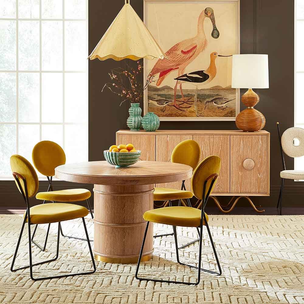 Cerused Oak 4-Door Sideboard with Wave Gold Base