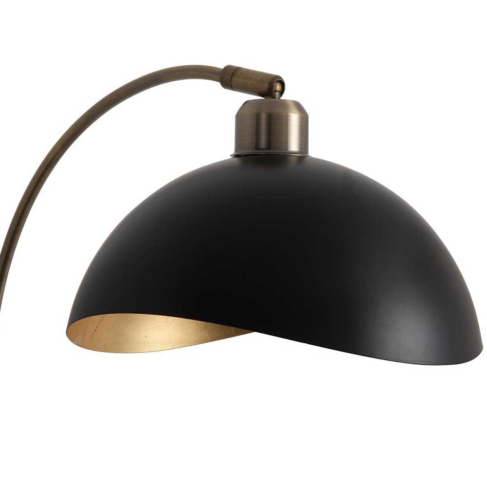 Brass Arc Wall Light – Black Dome with Gold-Leaf Interior